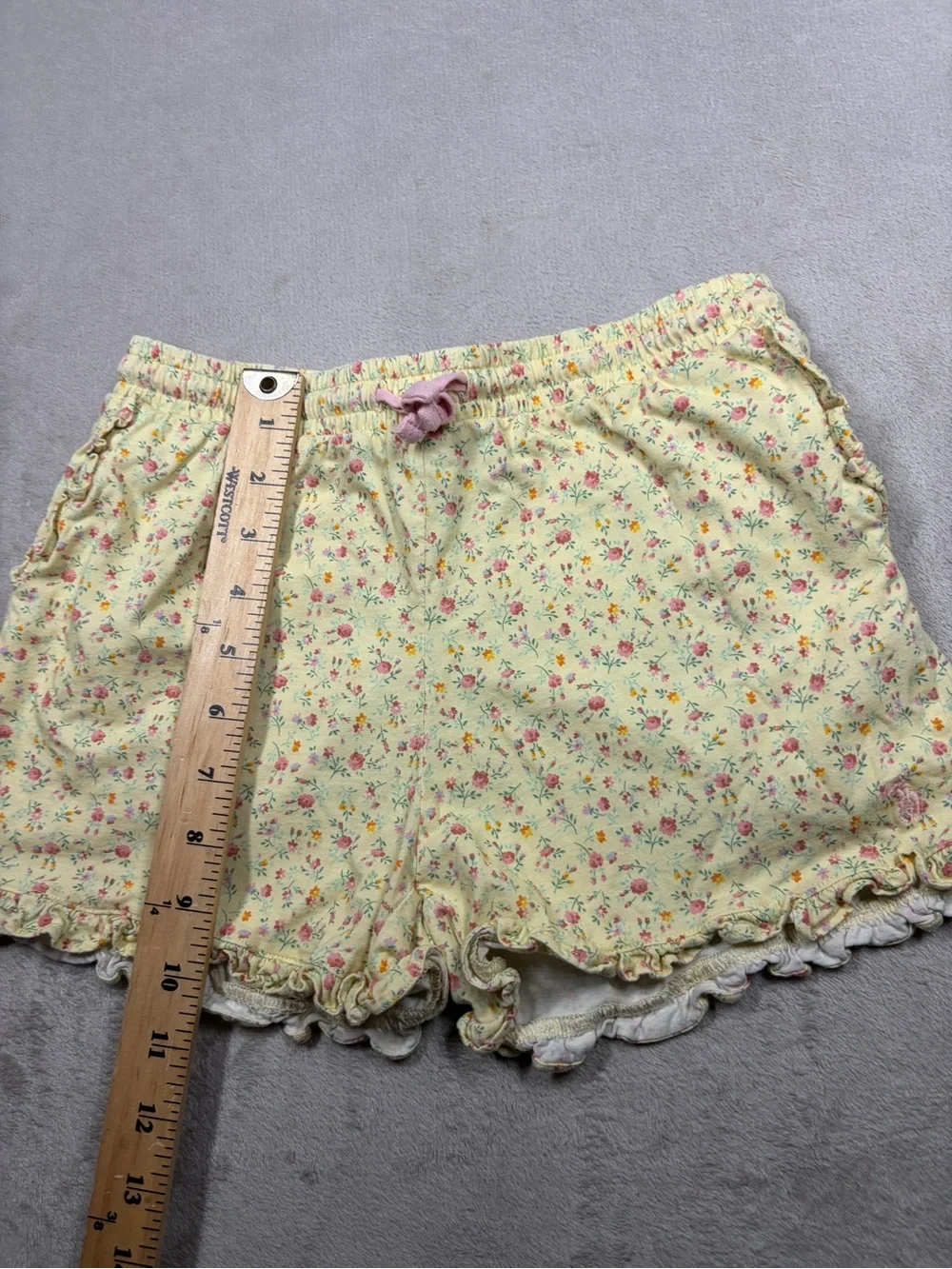 Polo Ralph Lauren Girl’s Ditzy Floral Yellow Ruffle 100% Cotton Shorts Size L